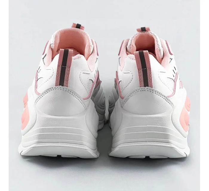 Bílo-růžové dámské sportovní boty s vysokou podrážkou (RA15) Bílo-růžové dámské sportovní boty s vysokou podrážkou (RA15)