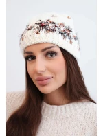 Dámská zimní vlněná čepice s ozdobnými krystalky K399 černá