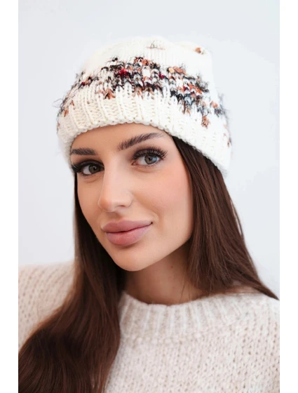 Dámská zimní vlněná čepice s ozdobnými krystalky K399 černá