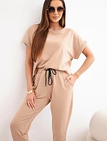 Bavlněná souprava halenka + kalhoty velbloudí