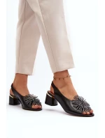 Kůže Sandály Na Podpatku  Hnědé model 21647404 - Laura Messi