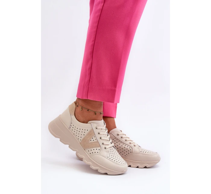 Dámské kožené lehké sportovní boty béžové Eleonori Dámské kožené lehké sportovní boty béžové Eleonori