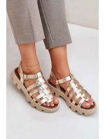 Kožené dámské sandály Zazoo model 21682184 zlaté - Boto Kožené dámské sandály Zazoo model 21682184 zlaté - Boto