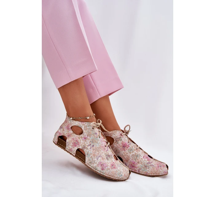 Vzorované Kožené Boty model 21697469 Béžové - Maciejka