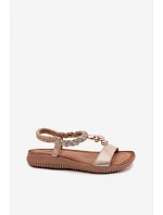 Dámské sandály Ploché Zlaté S.Barski KV61-6051