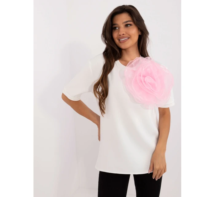 Bluzka LK BZ model 20742497 biało różowy - FPrice Bluzka LK BZ model 20742497 biało różowy - FPrice