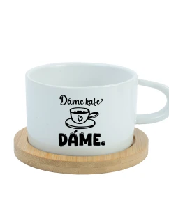 DÁME KAFE? DÁME. - bílý hrníček makronka 200 ml