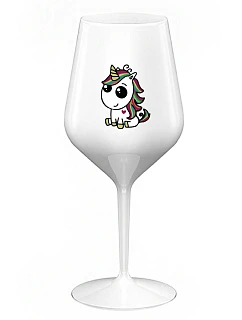 DUHOVÝ JEDNOROŽEC - biely nerozbitný pohár na víno 470 ml