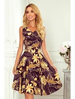 Rozšířené dámské šaty 114-13 černo-žluté - Numoco Rozšířené dámské šaty 114-13 černo-žluté - Numoco