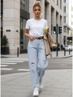 Dámské pytlovité džíny s odřením světle modré FashionStreet UY2889