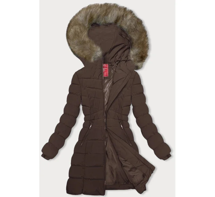 Hnědá péřová dámská zimní bunda model 21246013 - LHD Hnědá péřová dámská zimní bunda model 21246013 - LHD