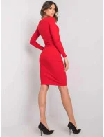 Červené vypasované žebrované šaty s kulatým výstřihem (5131-09)