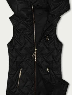 Černá dámská prošívaná vesta s kapucí model 20943167 - S'WEST