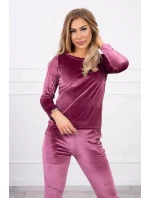 Velurová souprava se model 21753144 na zadní straně tmavě růžová - K-Fashion