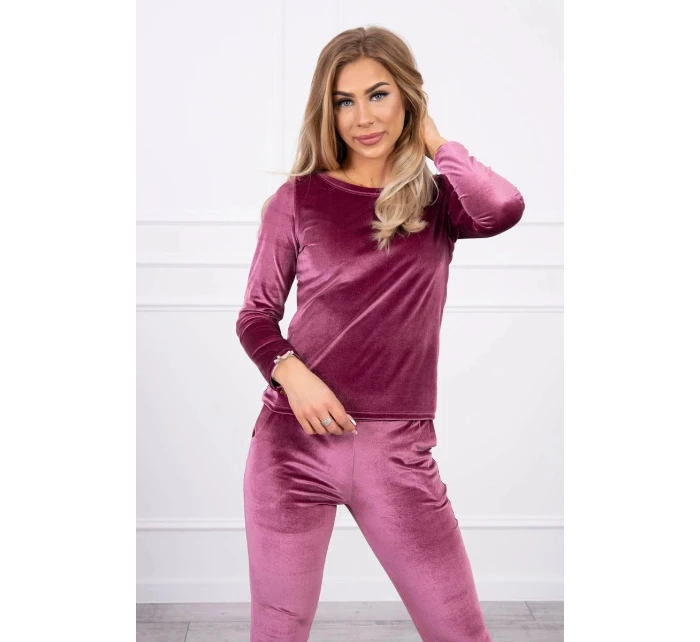 Velurová souprava se model 21753144 na zadní straně tmavě růžová - K-Fashion