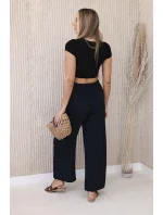 Kalhoty s širokým pasem námořnická modř Kalhoty s širokým pasem námořnická modř