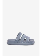 Dámské pantofle se zdobením na platformě modré Delyna Dámské pantofle se zdobením na platformě modré Delyna