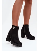 Dámské zimní boty na podpatku s ozdobným detailem černé Briella Dámské zimní boty na podpatku s ozdobným detailem černé Briella