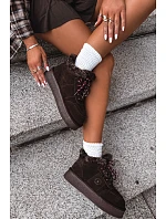 Dámské kožené semišové sněhule s šněrováním Big Star model 22386368 Hnědé - Big Star Shoes Dámské kožené semišové sněhule s šněrováním Big Star model 22386368 Hnědé - Big Star Shoes