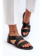 Kožené sandály s lemem, Black Puglia Kožené sandály s lemem, Black Puglia