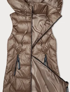 Dámská vesta v karamelové barvě s odepínací kapucí model 19456879 - S'WEST