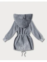 Šedá bunda z alpaky s kapsami (W010#)