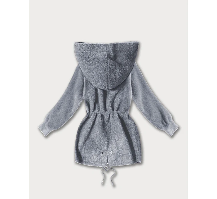 Šedá bunda z alpaky s kapsami (W010#)