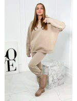 Bavlněná souprava s vyšívaným nápisem Paradise světle béžová Bavlněná souprava s vyšívaným nápisem Paradise světle béžová