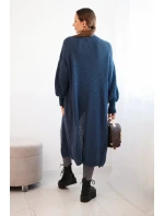 Dlouhý svetr kardigan tmavě model 21402226 - K-Fashion