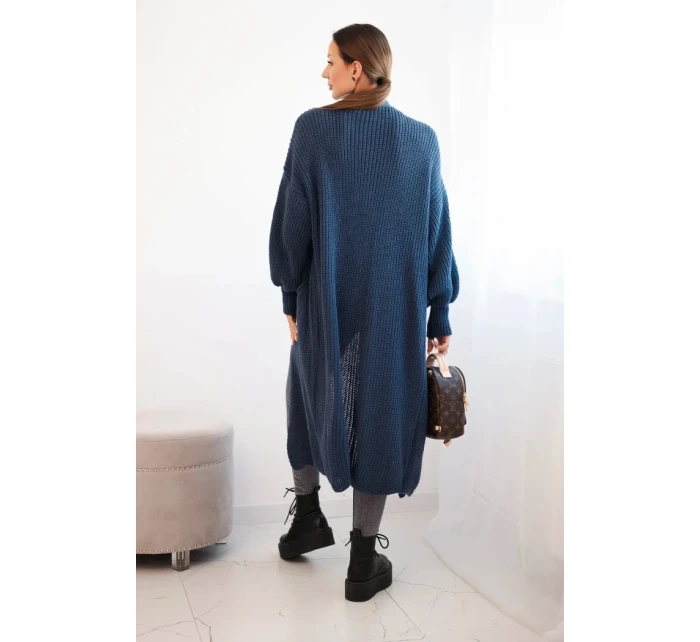 Dlouhý svetr kardigan tmavě model 21402226 - K-Fashion