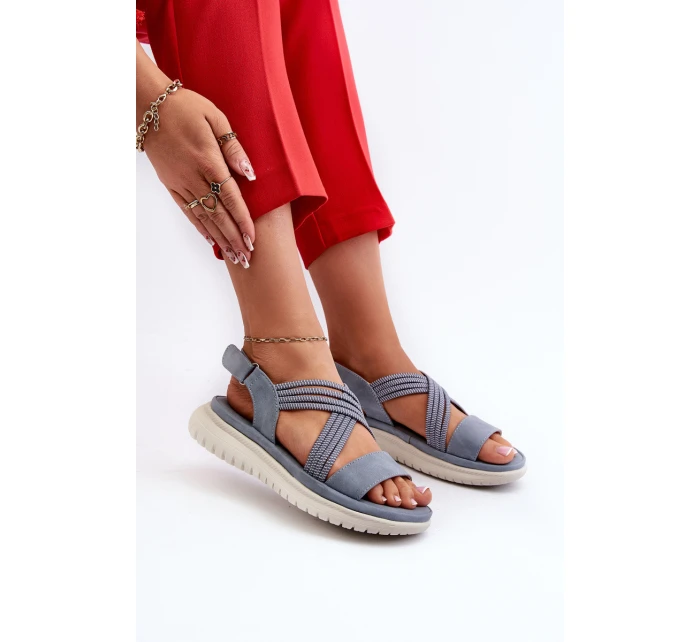 Lehké Dámské Pohodlné Sandály Na Suchý Zip Modré Ceclea