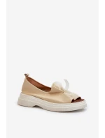 Zazoo 2939 Kožené Dámské Sandály S Mašlí Světle Béžové Zazoo 2939 Kožené Dámské Sandály S Mašlí Světle Béžové