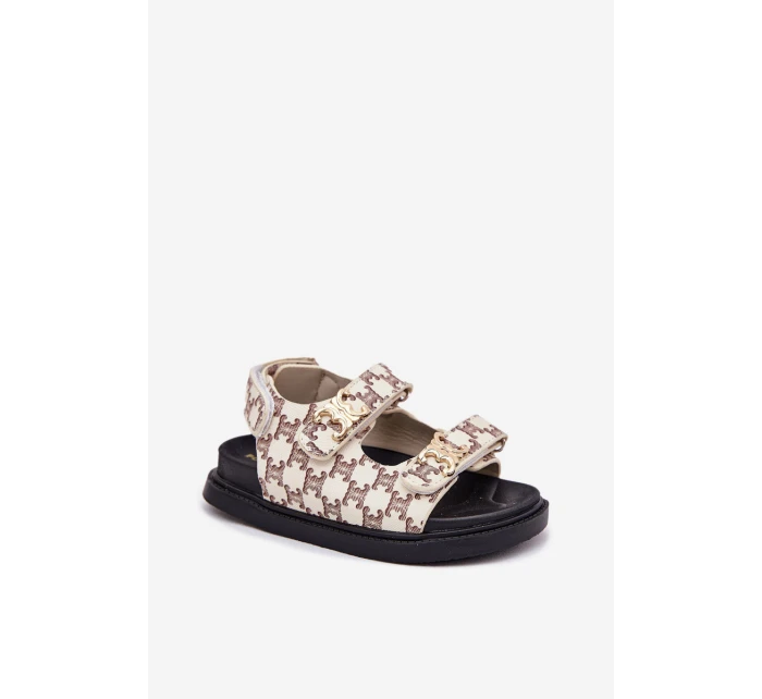 Dětské Sandály Na Suchý Zip Se Zlatými Detaily Béžové Cavina Dětské Sandály Na Suchý Zip Se Zlatými Detaily Béžové Cavina