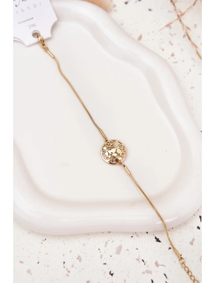 Dámský náramek s přívěskem kolečko s květinami zlatý Dámský náramek s přívěskem kolečko s květinami zlatý