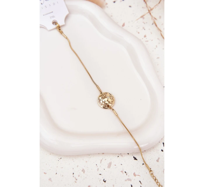 Dámský náramek s přívěskem model 21776927 s květinami zlatý - Boto Dámský náramek s přívěskem model 21776927 s květinami zlatý - Boto