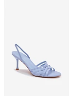Dámské sandály na podpatku s pásky Modré Velivelle