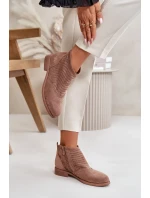 Dámské Kotníkové Boty Na Plochém Podpatku Ažurové Hnědé S.Barski Dámské Kotníkové Boty Na Plochém Podpatku Ažurové Hnědé S.Barski