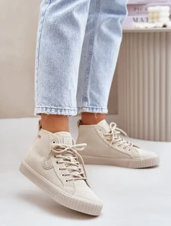 Dámské zateplené manšestrové tenisky Big Star Hi-Poly System - béžové