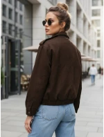 FashionStreet dámská semišová bunda bomber v čokoládové barvě TY5571
