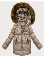 Dámská bunda bomber s kapucí S'West v béžové barvě (B8280-12) Dámská bunda bomber s kapucí S'West v béžové barvě (B8280-12)