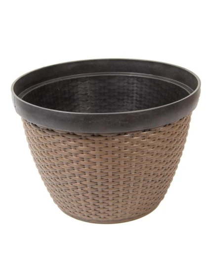 RATANOVÝ PLASTOVÝ KVĚTINÁČ O PRŮMĚRU 30,5 CM SASKA ZAHRADA