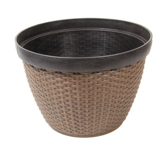 RATANOVÝ PLASTOVÝ KVĚTINÁČ O PRŮMĚRU 30,5 CM SASKA ZAHRADA