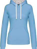 Kariban K 465 Dámská mikina s kontrastní kapucí 20.K465 sky blue/white