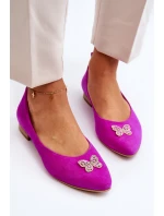 Kožené baleríny s ozdobou model 21646285 - Zazoo