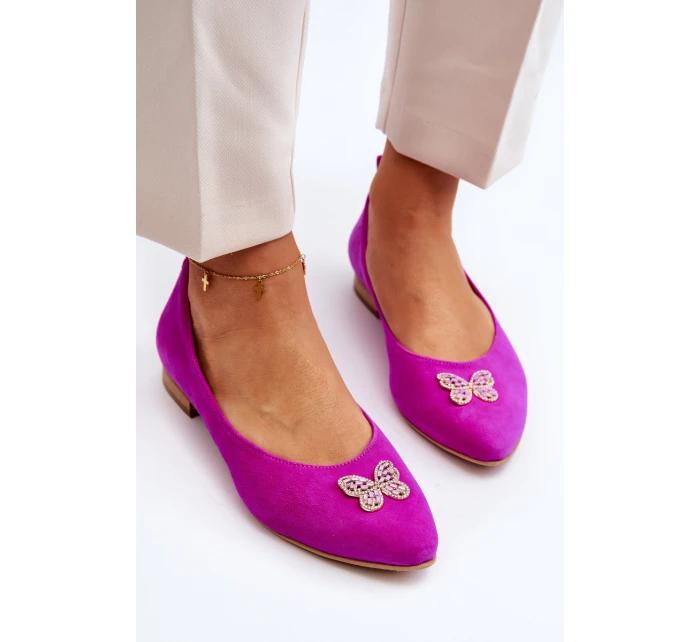 Kožené baleríny s ozdobou model 21646285 - Zazoo