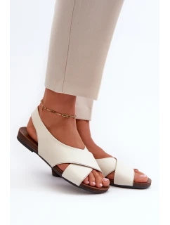 Dámské Kožené Sandály Béžové model 21664492 - Zazoo