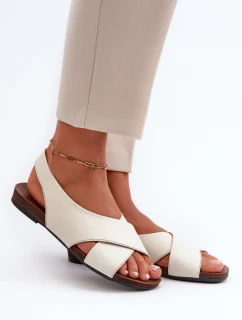 Dámské Kožené Sandály Béžové model 21664492 - Zazoo