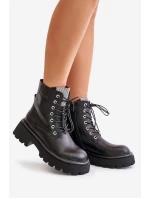 Zateplené Kožené Botky Pracovníky Pro Ženy S Krystaly GOE OO2N4125 Černé Zateplené Kožené Botky Pracovníky Pro Ženy S Krystaly GOE OO2N4125 Černé