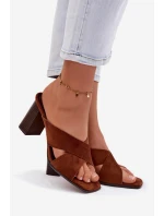 Dámské sandály na podpatku hnědé Denessa