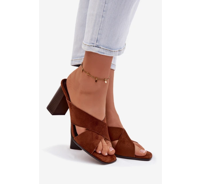 Dámské sandály na podpatku hnědé Denessa